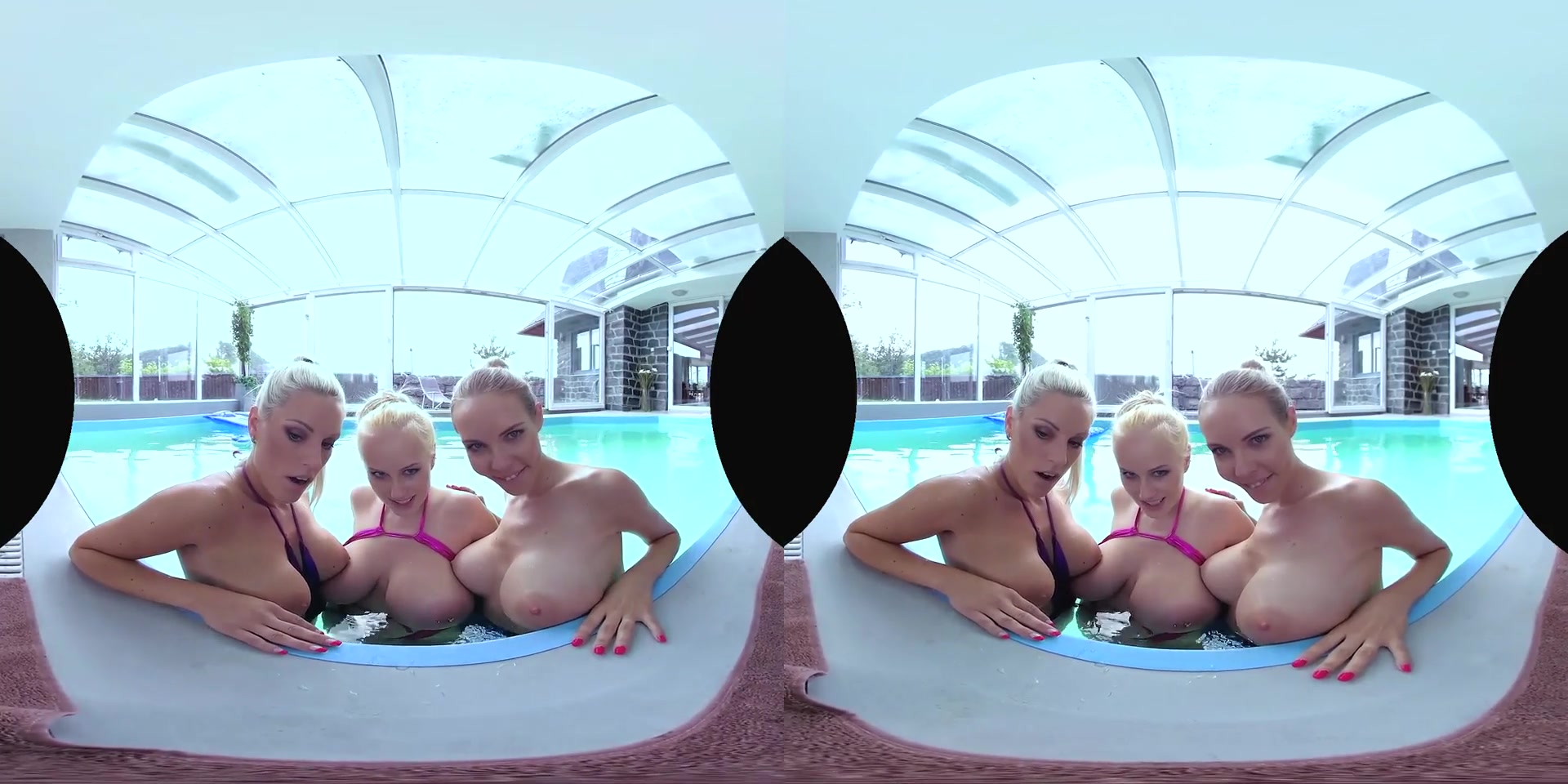 Foursome With Big Tits and a Pool